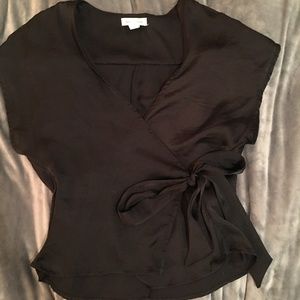 Satin Wrap Front Blouse